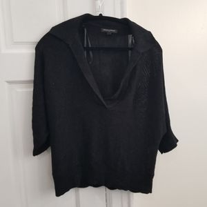 Collared light weight short sleeve black sweater